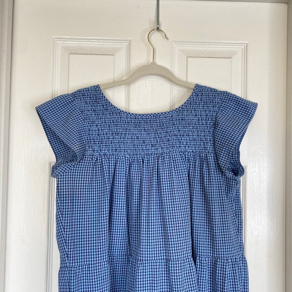MAXWELL & GERALDINE Rose Dress Blue Gingham Size Medium Summer Seersucker Check - Picture 4 of 5